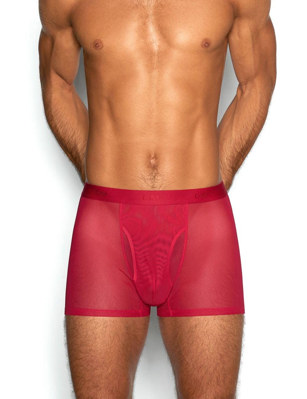 C-IN2 前開き ボクサーパンツ SHEER BOXER BRIEF （ローワンレッド） シースルー メッシュ CIN2 シーインツー メンズ下着 インナー 男性 パンツ アンダーウェア ブランド