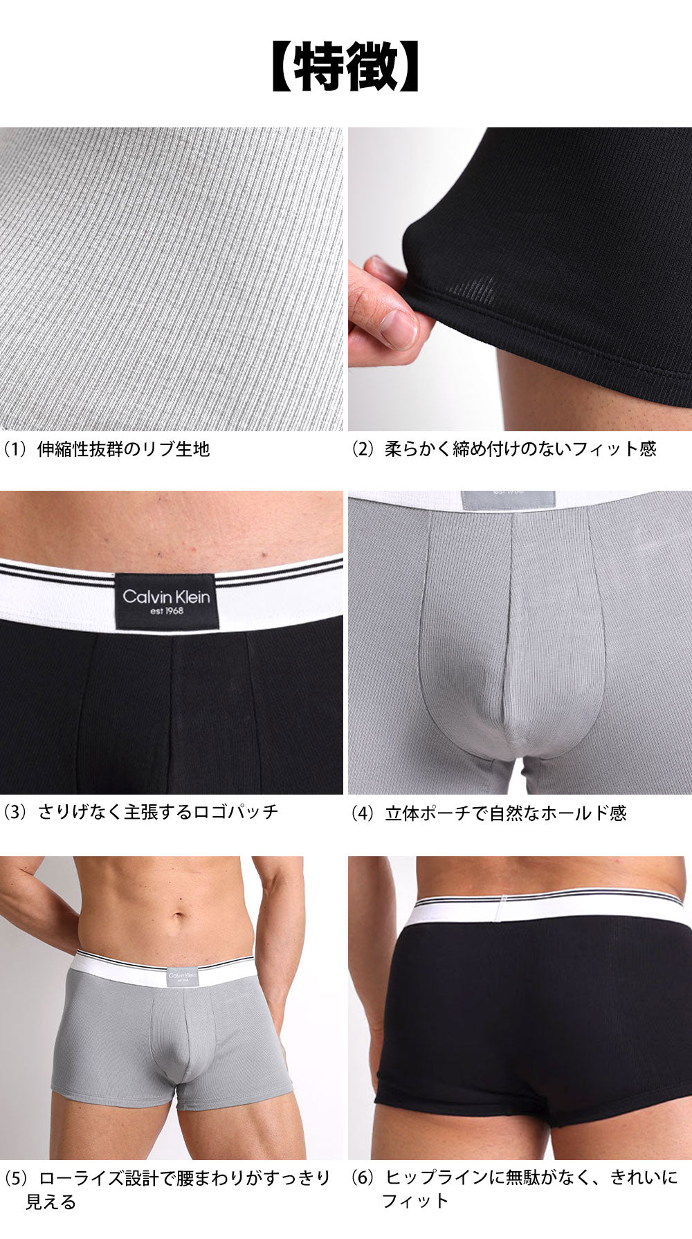 3枚セット カルバンクライン Calvin Klein ローライズボクサーパンツ COTTON RIB STRETCH 吸汗速乾 コットンストレッチ 男性下着 メンズ下着