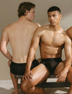 PUMP パンプ ローライズブリーフ WHISPER BRIEF（BLACK）シアストライプ PUMP! Underwear メンズ 男性下着