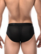 PUMP パンプ ローライズブリーフ WHISPER BRIEF（BLACK）シアストライプ PUMP! Underwear メンズ 男性下着