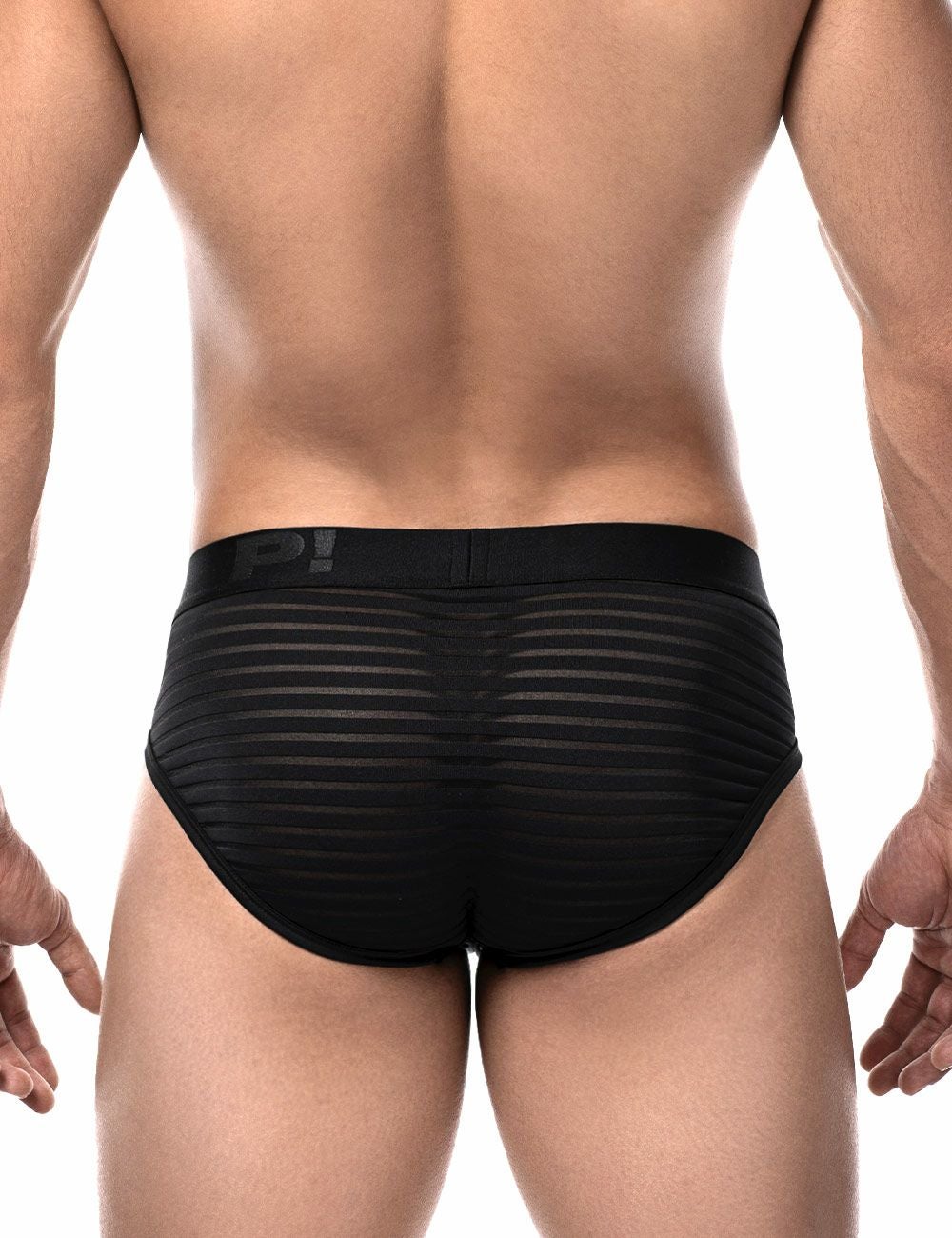 PUMP パンプ ローライズブリーフ WHISPER BRIEF（BLACK）シアストライプ PUMP! Underwear メンズ 男性下着