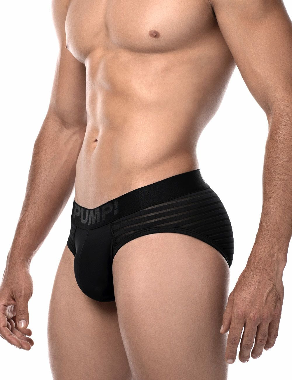 PUMP パンプ ローライズブリーフ WHISPER BRIEF（BLACK）シアストライプ PUMP! Underwear メンズ 男性下着