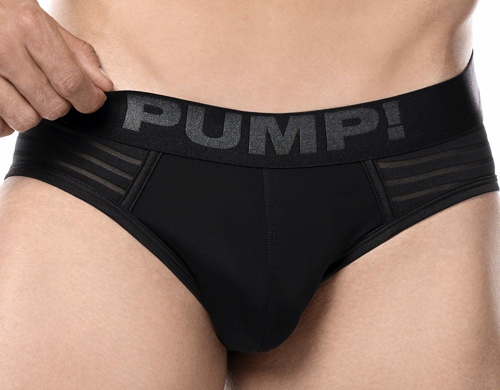 PUMP パンプ ローライズブリーフ WHISPER BRIEF（BLACK）シアストライプ PUMP! Underwear メンズ 男性下着