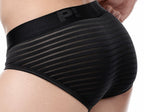 PUMP パンプ ローライズブリーフ WHISPER BRIEF（BLACK）シアストライプ PUMP! Underwear メンズ 男性下着