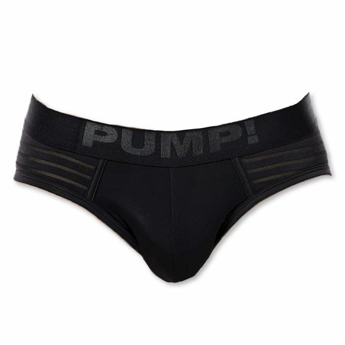PUMP パンプ ローライズブリーフ WHISPER BRIEF（BLACK）シアストライプ PUMP! Underwear メンズ 男性下着