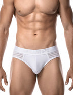 PUMP パンプ ローライズブリーフ WHISPER BRIEF（WHITE）シアストライプ PUMP! Underwear メンズ 男性下着