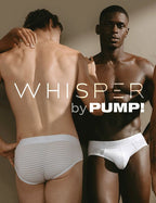 PUMP パンプ ローライズブリーフ WHISPER BRIEF（WHITE）シアストライプ PUMP! Underwear メンズ 男性下着