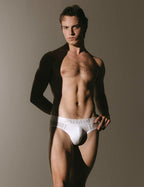 PUMP パンプ ローライズブリーフ WHISPER BRIEF（WHITE）シアストライプ PUMP! Underwear メンズ 男性下着