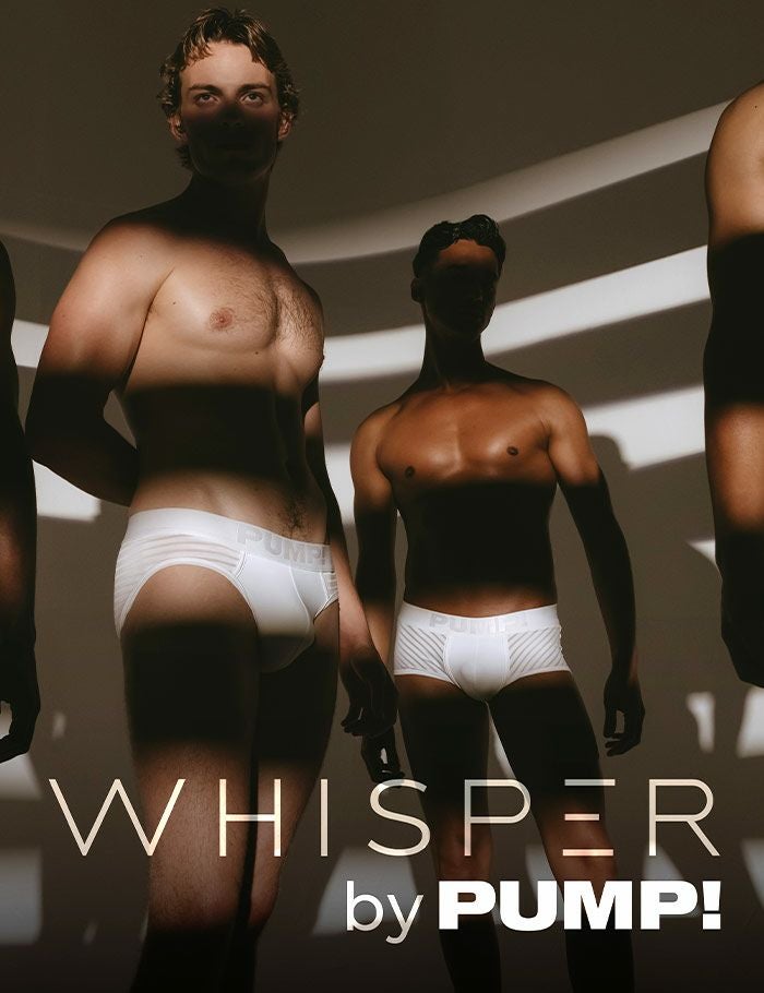 PUMP パンプ ローライズブリーフ WHISPER BRIEF（WHITE）シアストライプ PUMP! Underwear メンズ 男性下着