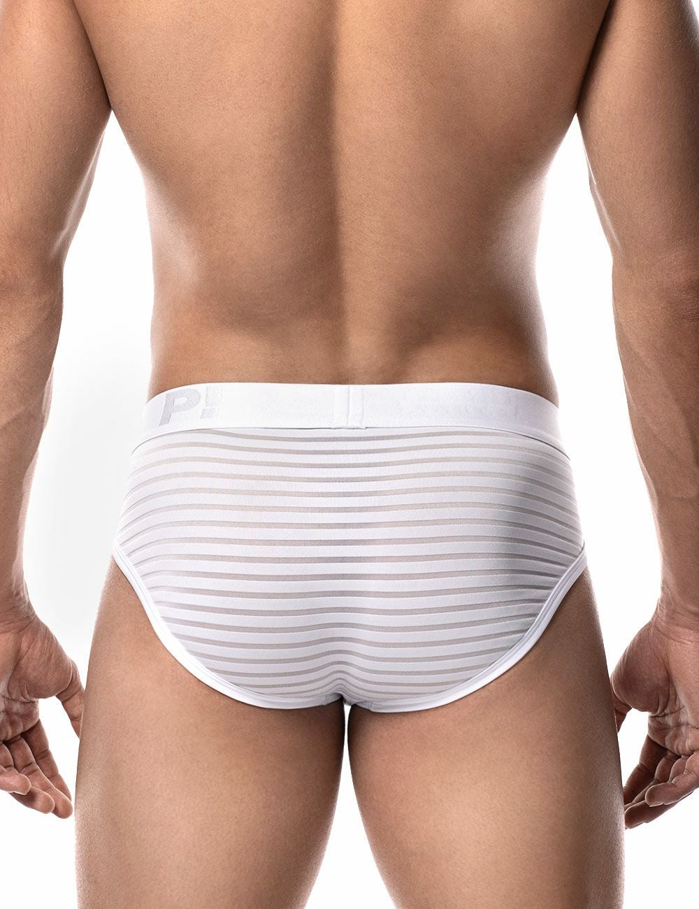 PUMP パンプ ローライズブリーフ WHISPER BRIEF（WHITE）シアストライプ PUMP! Underwear メンズ 男性下着