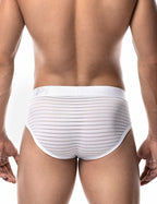 PUMP パンプ ローライズブリーフ WHISPER BRIEF（WHITE）シアストライプ PUMP! Underwear メンズ 男性下着