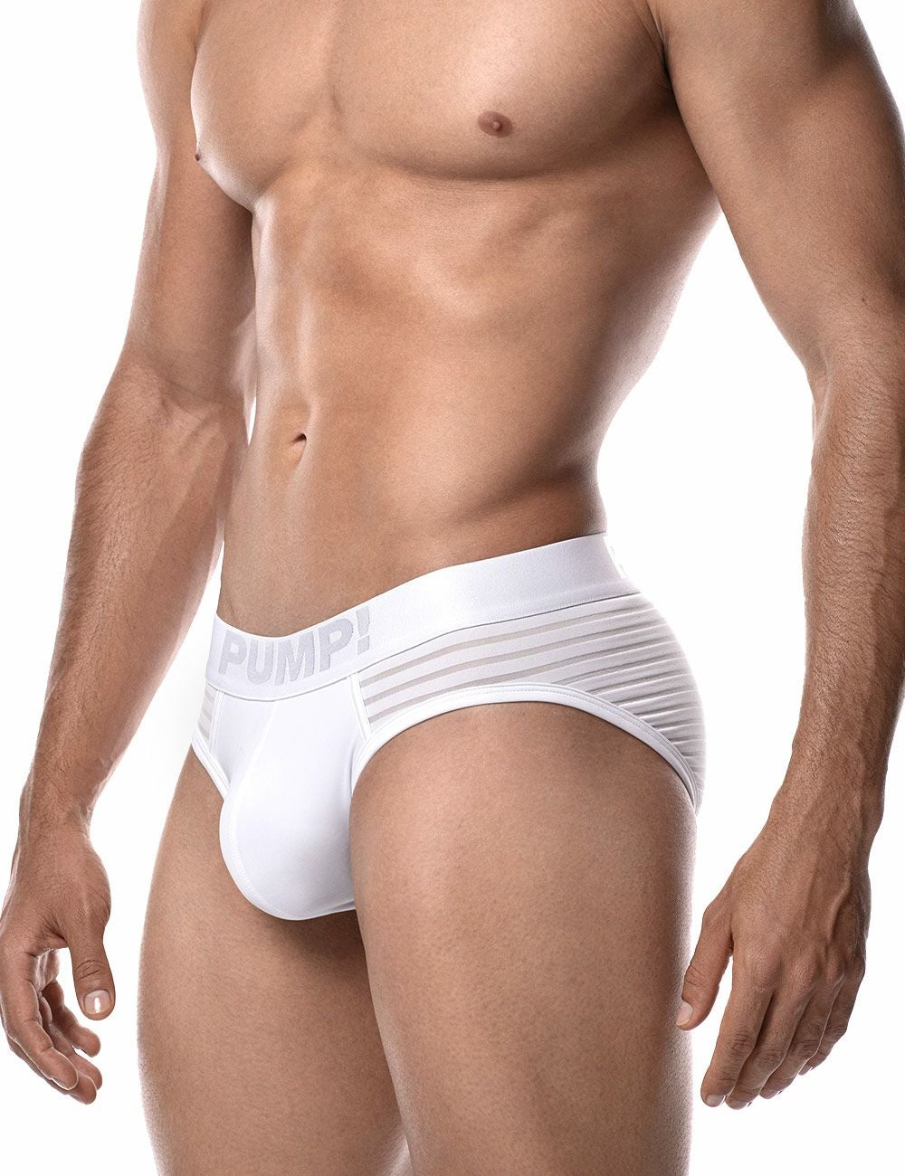 PUMP パンプ ローライズブリーフ WHISPER BRIEF（WHITE）シアストライプ PUMP! Underwear メンズ 男性下着