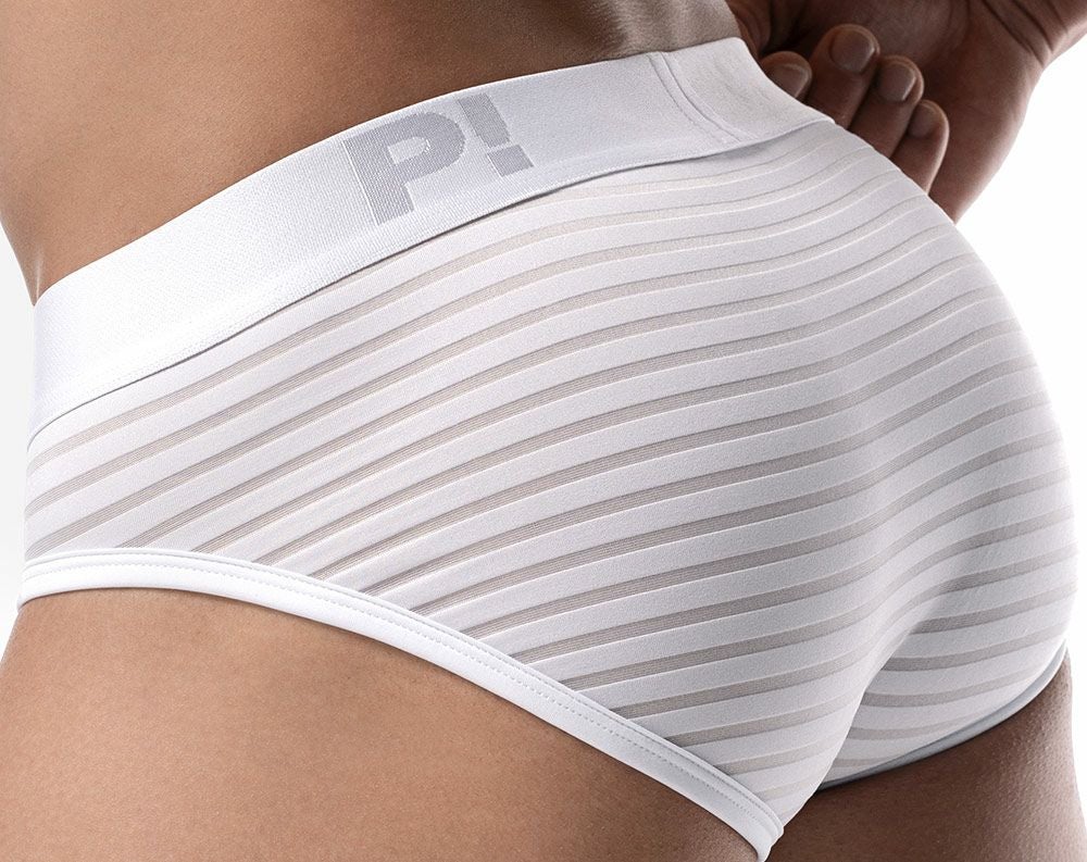 PUMP パンプ ローライズブリーフ WHISPER BRIEF（WHITE）シアストライプ PUMP! Underwear メンズ 男性下着