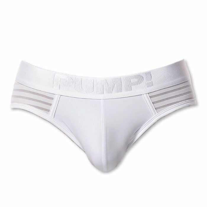 PUMP パンプ ローライズブリーフ WHISPER BRIEF（WHITE）シアストライプ PUMP! Underwear メンズ 男性下着