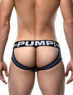 PUMP パンプ Oバック バックレスブリーフ ROUND2 BACKLESS BRIEF（BLUE）リブコットン PUMP! Underwear メンズ 男性下着