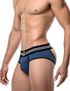 PUMP パンプ Oバック バックレスブリーフ ROUND2 BACKLESS BRIEF（BLUE）リブコットン PUMP! Underwear メンズ 男性下着
