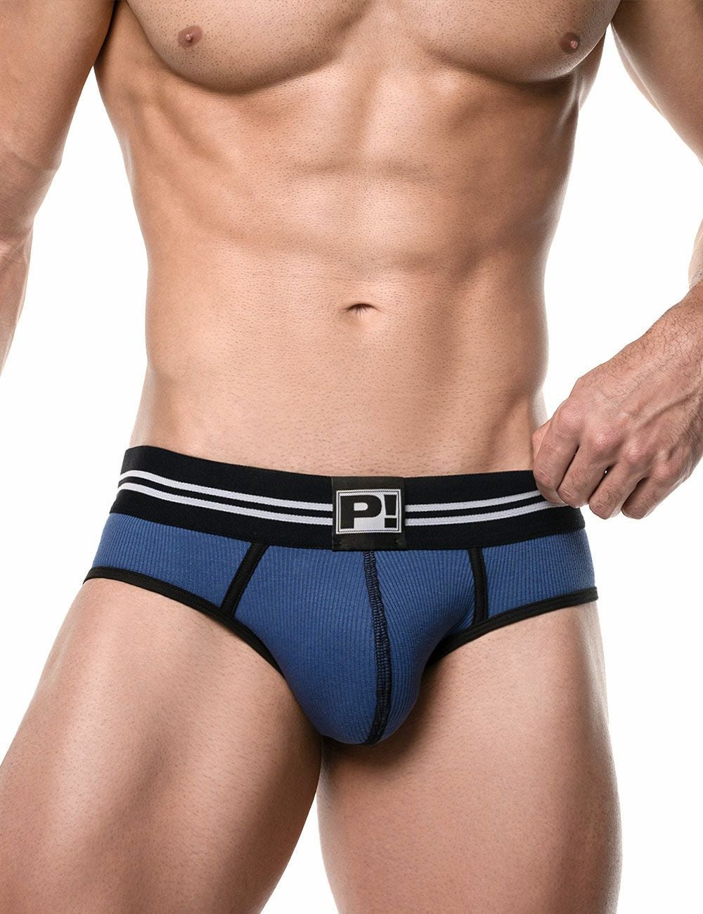PUMP パンプ Oバック バックレスブリーフ ROUND2 BACKLESS BRIEF（BLUE）リブコットン PUMP! Underwear メンズ 男性下着