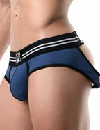 PUMP パンプ Oバック バックレスブリーフ ROUND2 BACKLESS BRIEF（BLUE）リブコットン PUMP! Underwear メンズ 男性下着