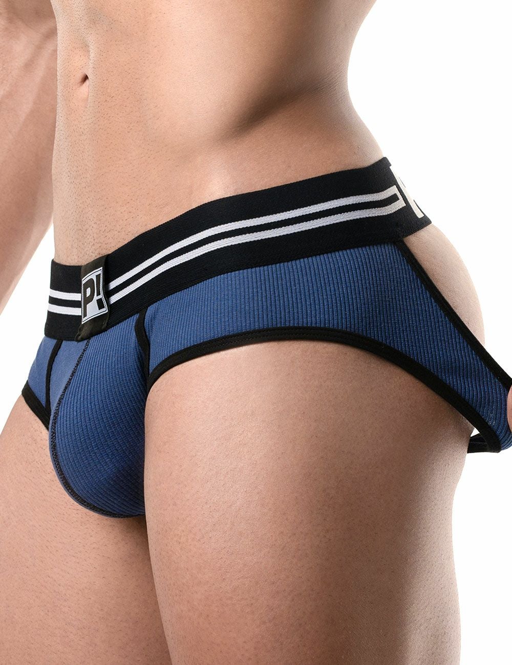 PUMP パンプ Oバック バックレスブリーフ ROUND2 BACKLESS BRIEF（BLUE）リブコットン PUMP! Underwear メンズ 男性下着