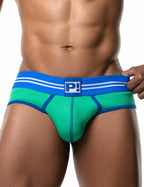 PUMP パンプ Oバック バックレスブリーフ ROUND2 BACKLESS BRIEF（GREEN）リブコットン PUMP! Underwear メンズ 男性下着