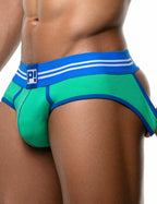 PUMP パンプ Oバック バックレスブリーフ ROUND2 BACKLESS BRIEF（GREEN）リブコットン PUMP! Underwear メンズ 男性下着