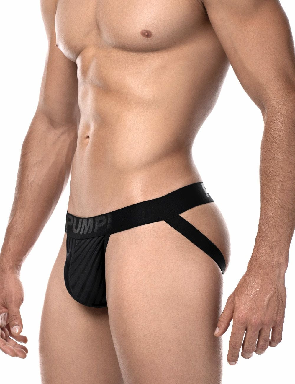 PUMP パンプ ジョックストラップ WHISPER JOCK（BLACK）シアストライプ ケツ割れ サポーター PUMP! Underwear メンズ 男性下着
