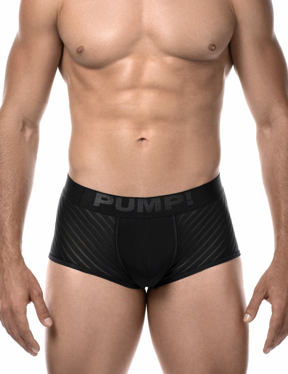 PUMP パンプ ローライズボクサーパンツ WHISPER BOXER （BLACK）シアストライプ PUMP! Underwear メンズ 男性下着