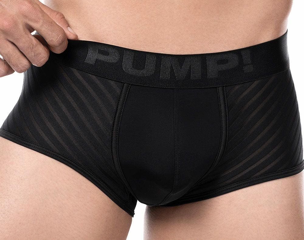 PUMP パンプ ローライズボクサーパンツ WHISPER BOXER （BLACK）シアストライプ PUMP! Underwear メンズ 男性下着