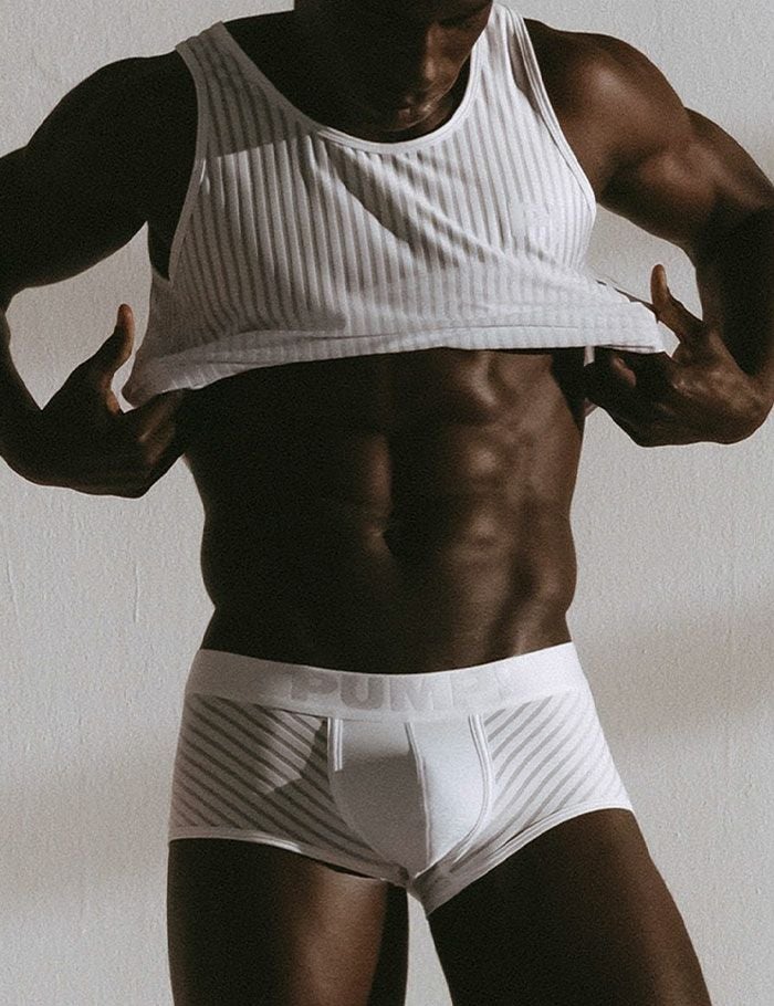 PUMP パンプ ローライズボクサーパンツ WHISPER BOXER （WHITE）シアストライプ PUMP! Underwear メンズ 男性下着
