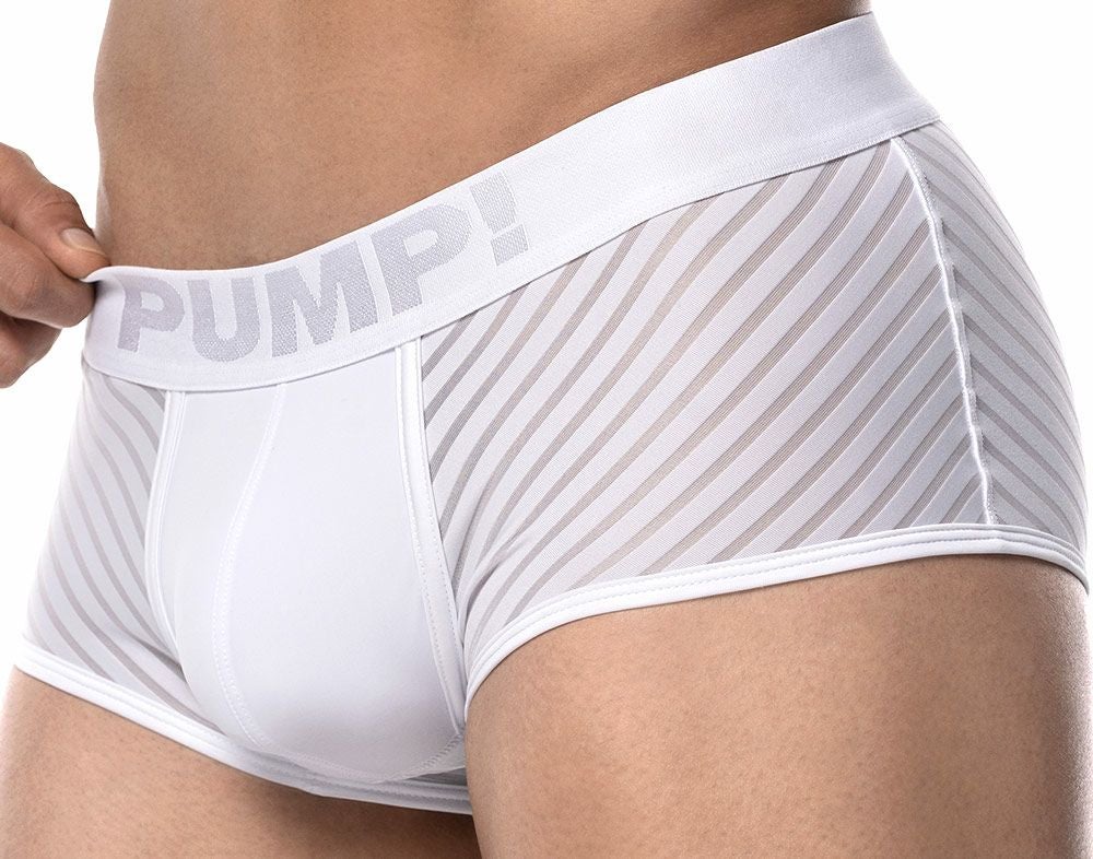 PUMP パンプ ローライズボクサーパンツ WHISPER BOXER （WHITE）シアストライプ PUMP! Underwear メンズ 男性下着