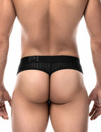 PUMP パンプ Tバック WHISPER THONG（BLACK）シアストライプ PUMP! UnderwearメンズTバック メンズパンツ 男性下着