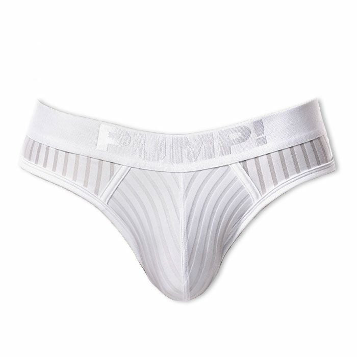 PUMP パンプ Tバック WHISPER THONG（WHITE）シアストライプ PUMP! UnderwearメンズTバック メンズパンツ 男性下着