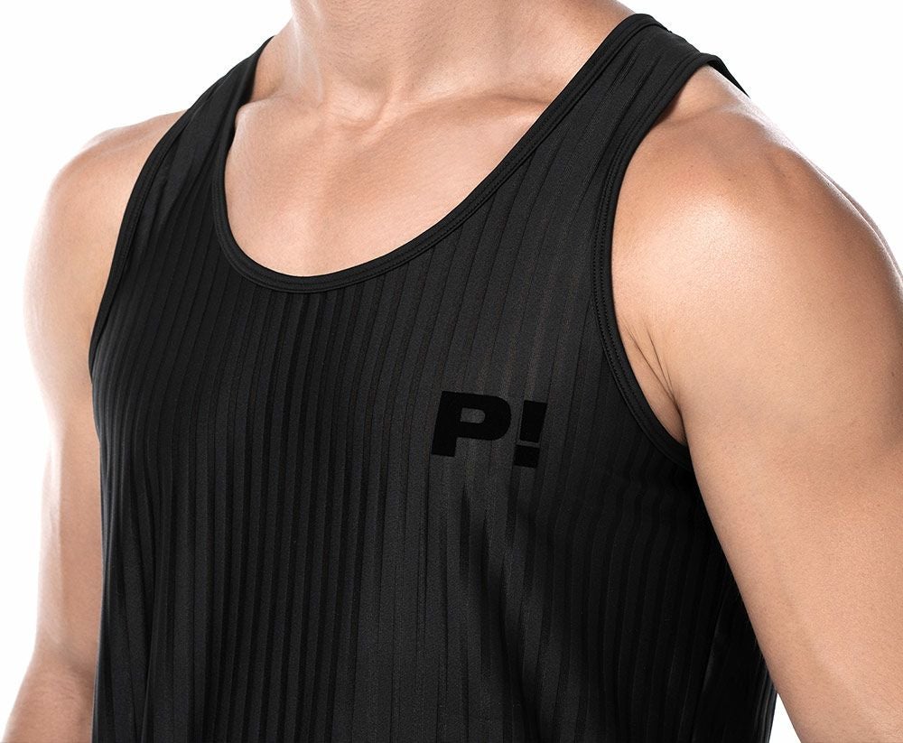 PUMP パンプ タンクトップ WHISPER TANK TOP（BLACK）シアストライプ PUMP! Underwear メンズ 男性下着