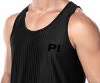 PUMP パンプ タンクトップ WHISPER TANK TOP（BLACK）シアストライプ PUMP! Underwear メンズ 男性下着