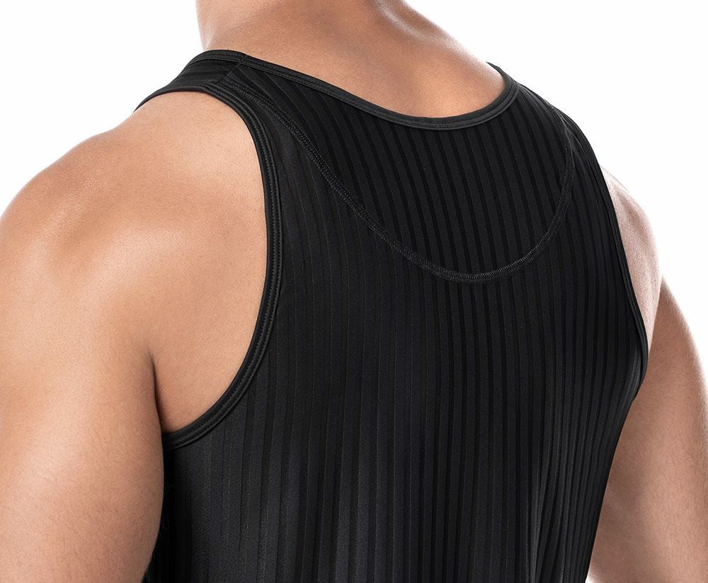 PUMP パンプ タンクトップ WHISPER TANK TOP（BLACK）シアストライプ PUMP! Underwear メンズ 男性下着
