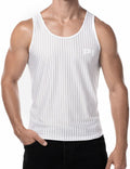 PUMP パンプ タンクトップ WHISPER TANK TOP（WHITE）シアストライプ PUMP! Underwear メンズ 男性下着