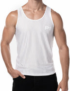 PUMP パンプ タンクトップ WHISPER TANK TOP（WHITE）シアストライプ PUMP! Underwear メンズ 男性下着