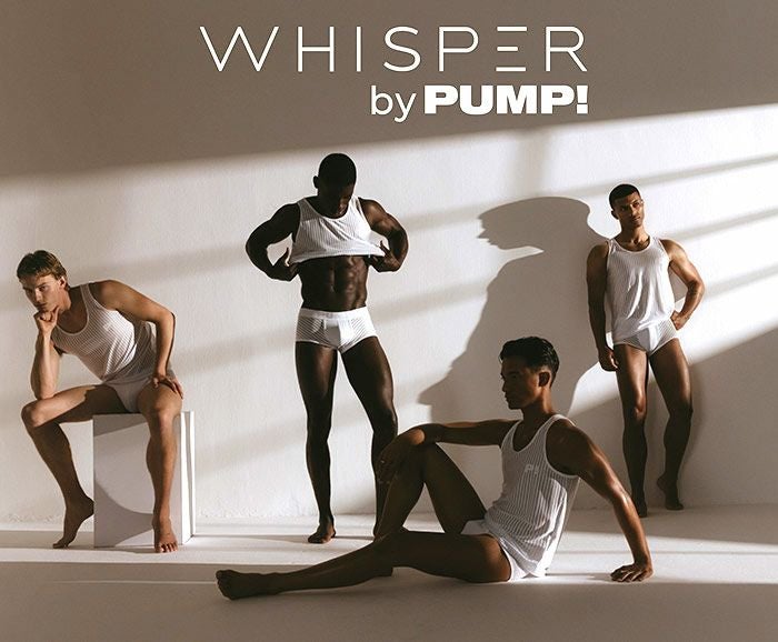 PUMP パンプ タンクトップ WHISPER TANK TOP（WHITE）シアストライプ PUMP! Underwear メンズ 男性下着