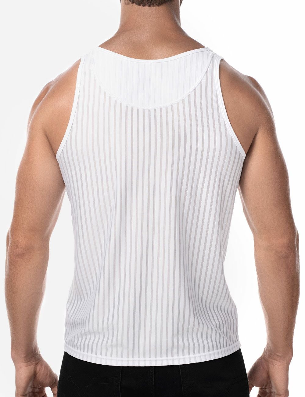 PUMP パンプ タンクトップ WHISPER TANK TOP（WHITE）シアストライプ PUMP! Underwear メンズ 男性下着