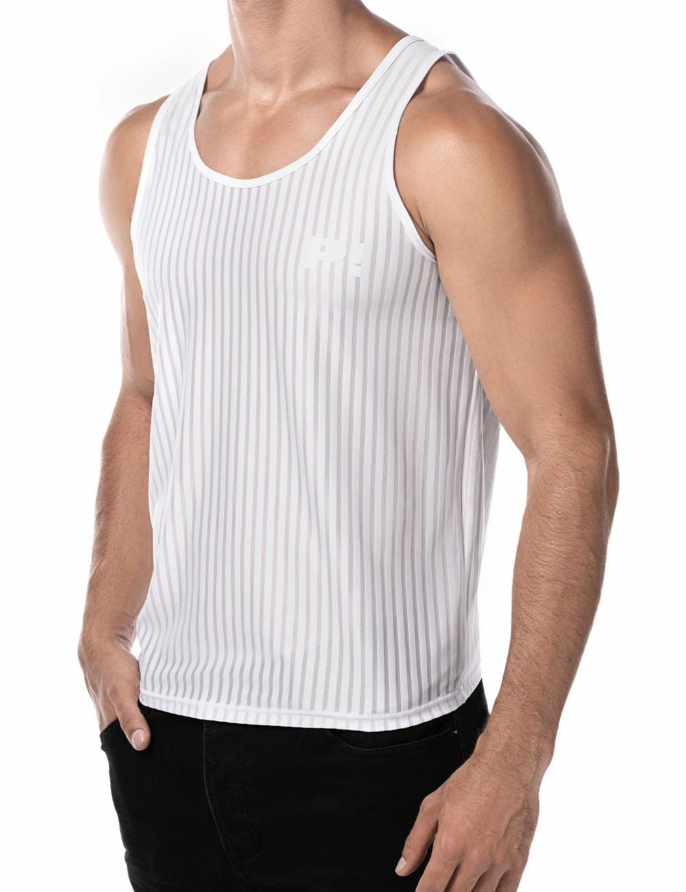 PUMP パンプ タンクトップ WHISPER TANK TOP（WHITE）シアストライプ PUMP! Underwear メンズ 男性下着