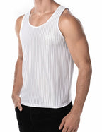 PUMP パンプ タンクトップ WHISPER TANK TOP（WHITE）シアストライプ PUMP! Underwear メンズ 男性下着