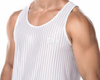 PUMP パンプ タンクトップ WHISPER TANK TOP（WHITE）シアストライプ PUMP! Underwear メンズ 男性下着