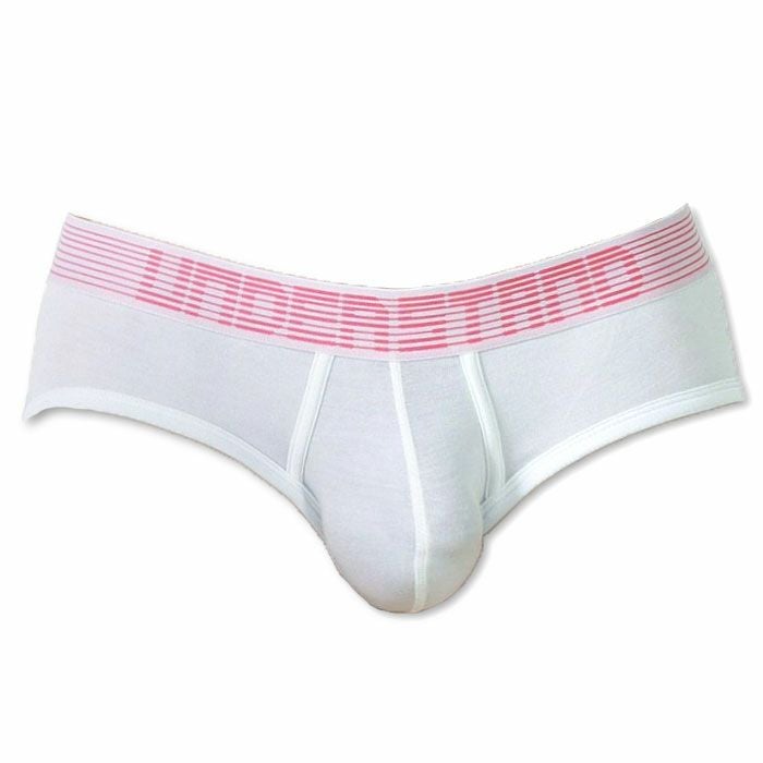 UNDERSTAND アンダースタンド STROBESCOPE ストロボ ローライズブリーフ （ホワイトXピンク） モダール生地 メンズ 男性下着